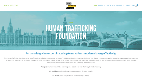 Screenshot of the Human Trafficking Foundation website