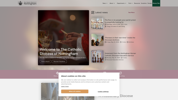 Screenshot of the Nottingham Roman Catholic Diocesan Trustees website