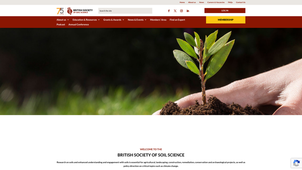 Screenshot of the British Society Of Soil Science website
