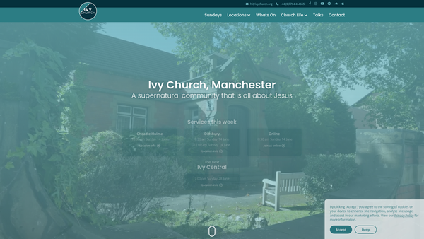 Screenshot of the Ivy Manchester Limited website