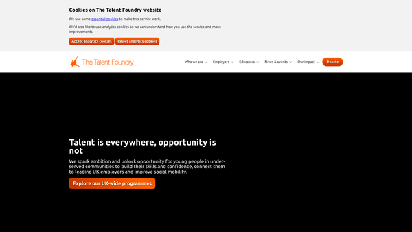 Screenshot of the The Talent Foundry Trust website