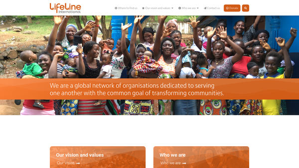 Screenshot of the Lifeline Network International website