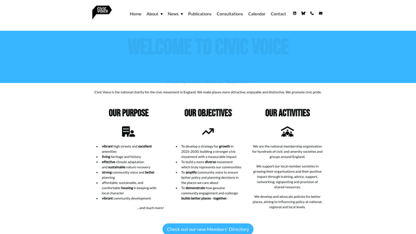 Screenshot of the Civic Voice website