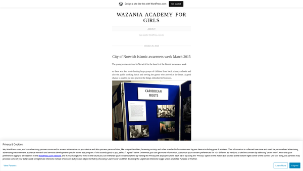 Screenshot of the Wazania Academy website