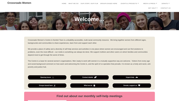 Screenshot of the Crossroads Women website