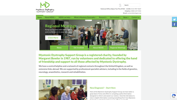 Screenshot of the Myotonic Dystrophy Support Group website