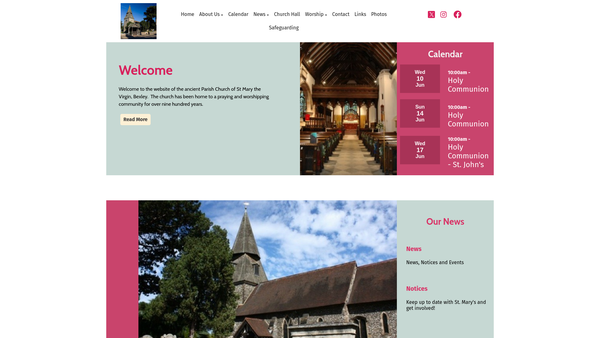 Screenshot of the The Parochial Church Council Of The Ecclesiastical Parish Of St Mary The Virgin, Bexley website