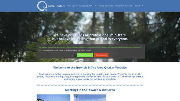 Screenshot of the Ipswich And Diss Area Quaker Meeting website