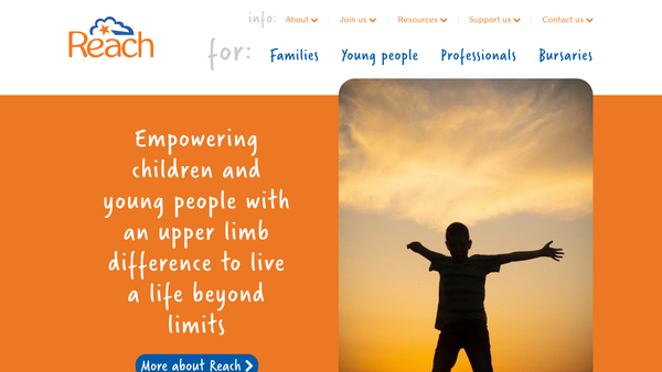 Screenshot of the Reach Charity Limited website
