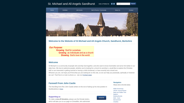 Screenshot of the The Parochial Church Council Of The Ecclesiastical Parish Of St Michael And All Angels, Sandhurst website