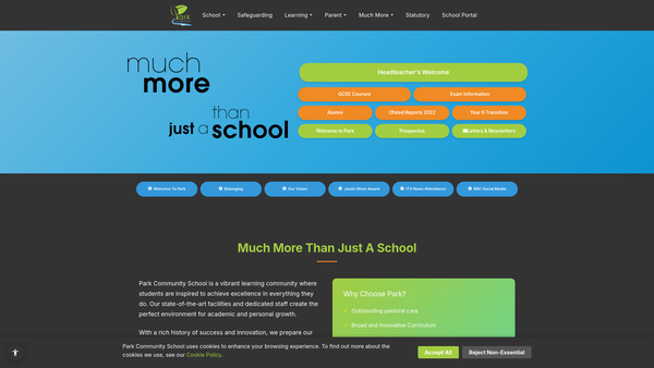 Screenshot of the Park Community Ventures website
