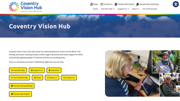 Screenshot of the Coventry Resource Centre For The Blind website