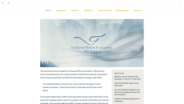 Screenshot of the Guerrand Hermes Foundation For Peace website