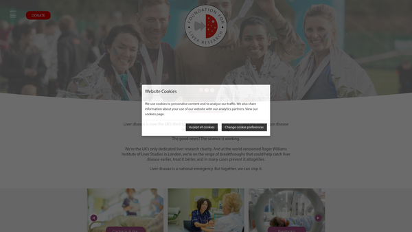 Screenshot of the The Foundation For Liver Research website