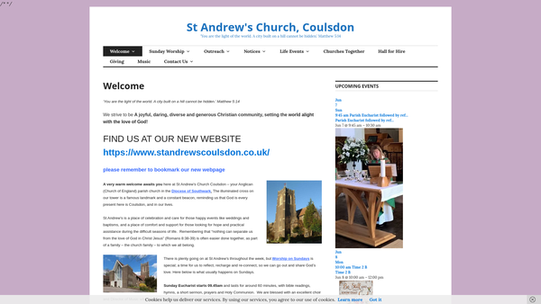 Screenshot of the The Parochial Church Council Of The Ecclesiastical Parish Of St Andrew, Coulsdon website