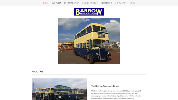 Screenshot of the Barrow Transport Museum Trust Limited website