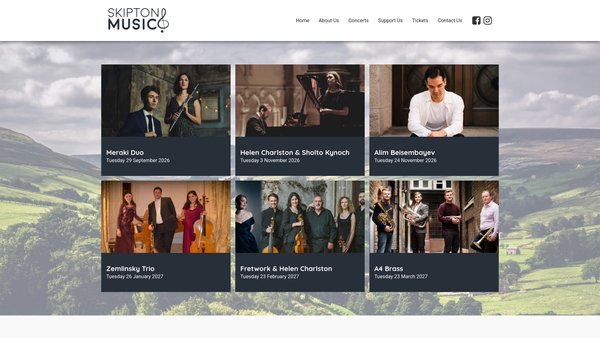 Screenshot of the Skipton Music website