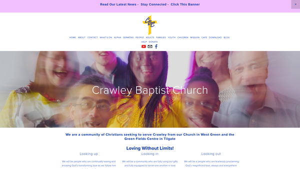 Screenshot of the Crawley Baptist Church website