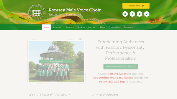 Screenshot of the Romsey Male Voice Choir website