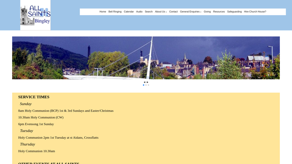 Screenshot of the The Parochial Church Council Of The Ecclesiastical Parish Of All Saints Bingley website