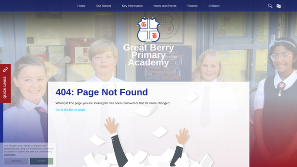Screenshot of the Great Berry Primary School PTA website