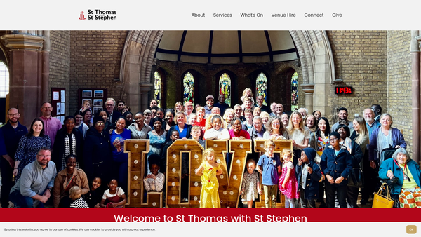 Screenshot of the The Parochial Church Council Of The Ecclesiastical Parish Of St Thomas With St Stephen, Telford Park website