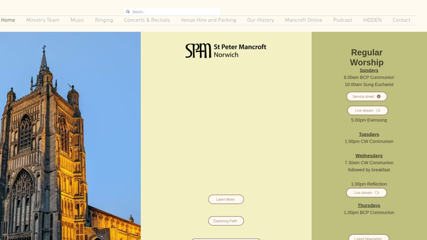 Screenshot of the The Parochial Church Council Of The Ecclesiastical Parish Of St. Peter Mancroft With St. John Maddermarket, Norwich website