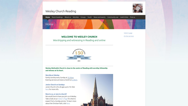 Screenshot of the Wesley Methodist Church Reading website
