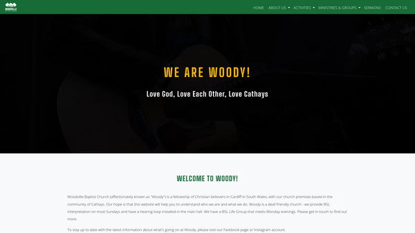 Screenshot of the Woodville Baptist Church website