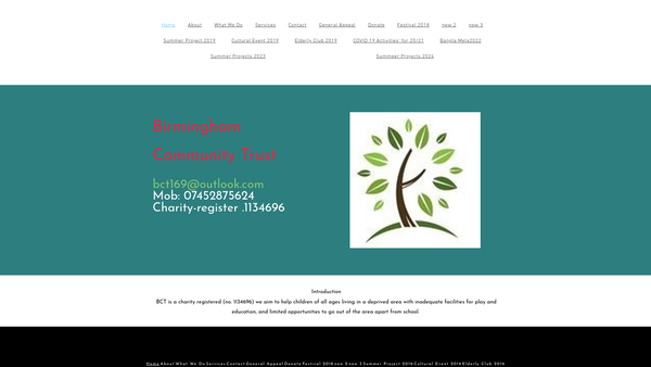 Screenshot of the Birmingham Community Trust website