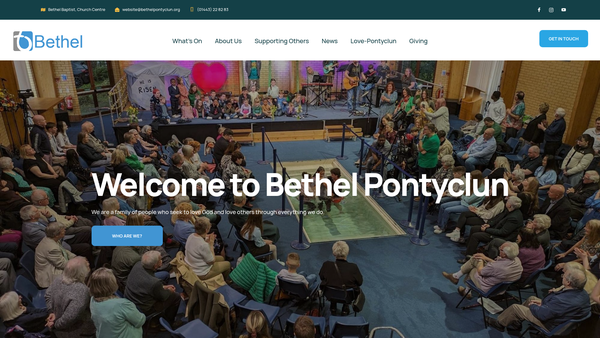 Screenshot of the Bethel Baptist Church, Pontyclun website