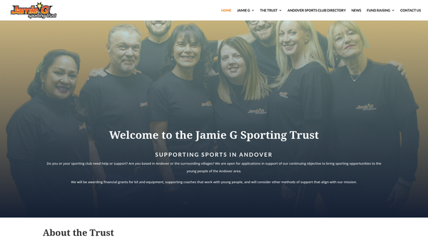 Screenshot of the The Jamie G Sporting Trust website