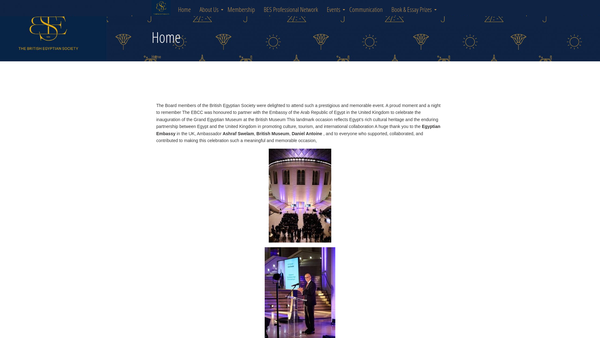 Screenshot of the The British Egyptian Society website