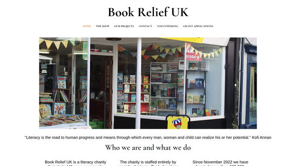 Screenshot of the Bookrelief UK website