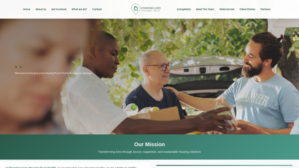 Screenshot of the Changing Lives Housing Trust website
