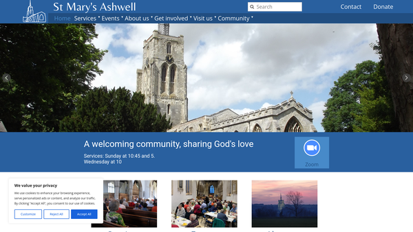 Screenshot of the The Parochial Church Council Of The Ecclesiastical Parish Of St Mary, Ashwell website