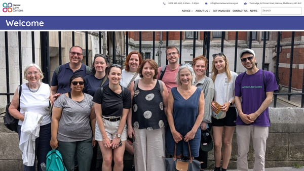 Screenshot of the Harrow Law Centre website