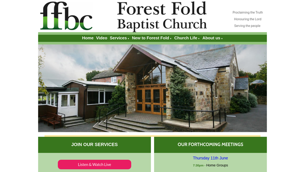 Screenshot of the Forest Fold Baptist Church website