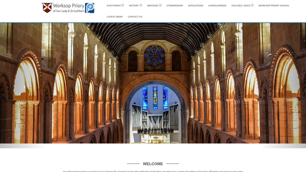 Screenshot of the The Parochial Church Council Of The Ecclesiastical Parish Of Worksop Priory St Mary & St Cuthbert website