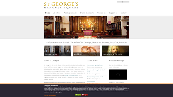 Screenshot of the The Parochial Church Council Of The Ecclesiastical Parish Of St George Hanover Square website