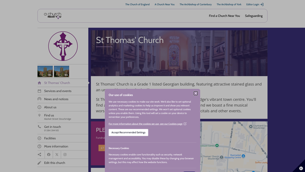 Screenshot of the The Parochial Church Council Of The Ecclesiastical Parish Of St. Thomas, Stourbridge website