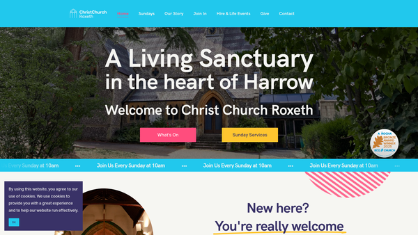 Screenshot of the The Parochial Church Council Of The Ecclesiastical Parish Of Christ Church Roxeth (Harrow) website
