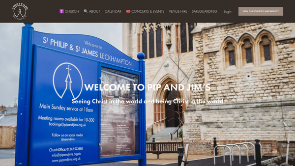 Screenshot of the The Parochial Church Council Of The Ecclesiastical Parish Of St Philip And St James, Leckhampton With St Christopher's, Warden Hill website