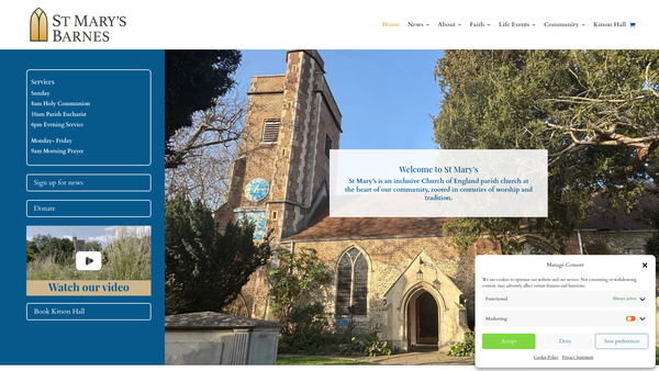 Screenshot of the The Parochial Church Council Of The Ecclesiastical Parish Of St Mary, Barnes website
