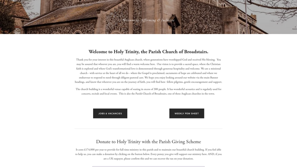 Screenshot of the The Parochial Church Council Of The Ecclesiastical Parish Of Holy Trinity Broadstairs website