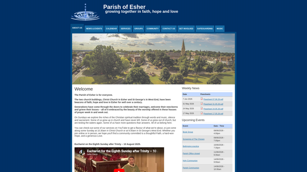 Screenshot of the The Parochial Church Council Of The Ecclesiastical Parish Of Esher website