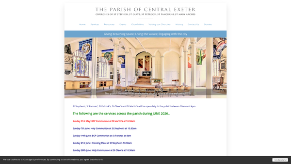 Screenshot of the The Parochial Church Council Of The Ecclesiastical Parish Of Central Exeter website
