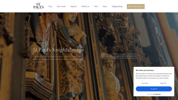 Screenshot of the The Parochial Church Council Of The Ecclesiastical Parish Of St Paul's Knightsbridge website