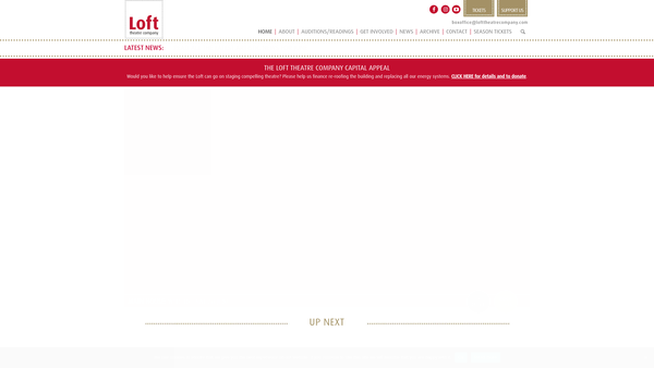 Screenshot of the The Loft Theatre Company website