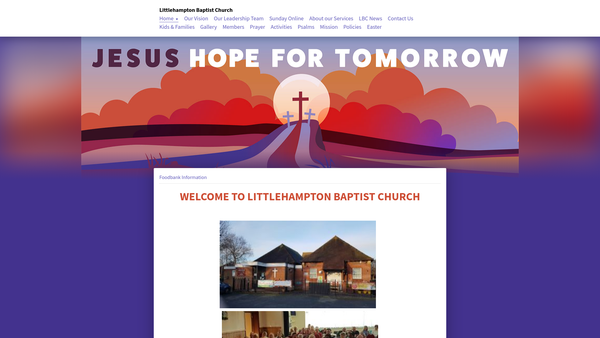 Screenshot of the Littlehampton Baptist Church website
